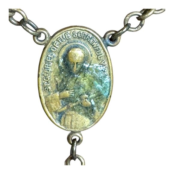 Vintage Catholic Rosary Amethyst Purple Glass Beads St Charles Prayer Necklace - Picture 3 of 14